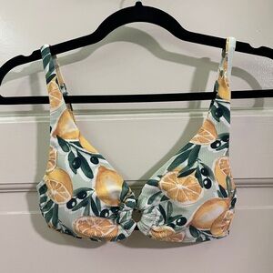 Abercrombie Women's O-Ring High Apex Bikini Top in Lemon Print